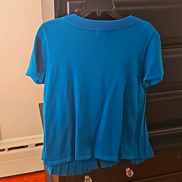 Cotton short sleeve turqoise Kim Rogers sweater - Picture 5 of 5